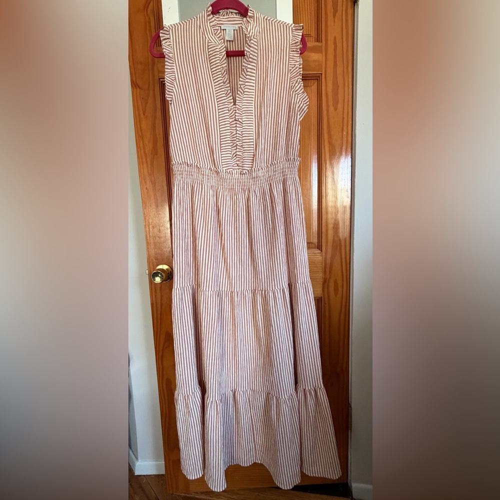 London Times pink and White Striped Dress
